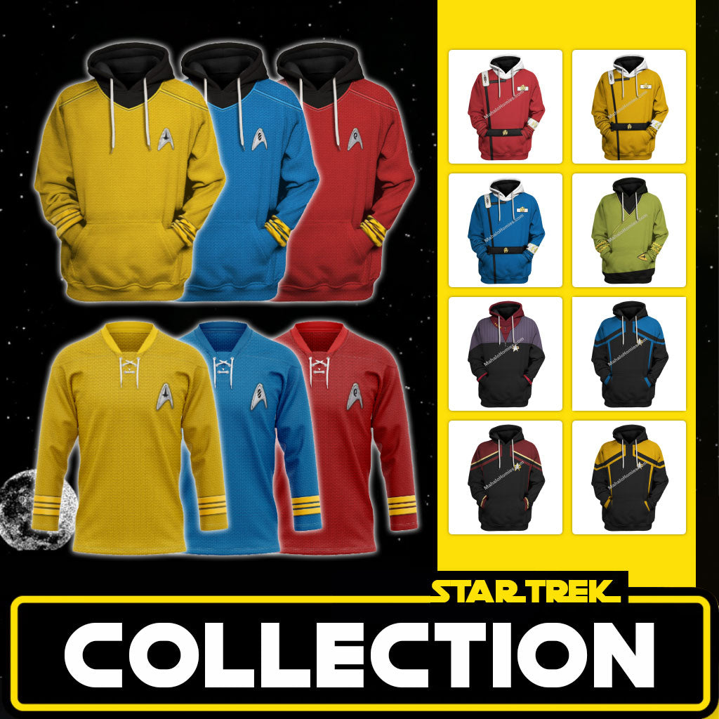 Star Trek Cosplay Costumes: Themed Apparel Including Hoodies, Sweatshirts, T-Shirts, and Tracksuits