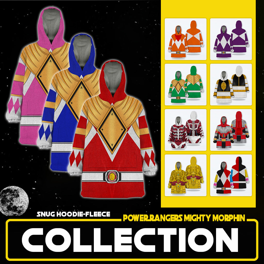 Snug Hoodie-Fleece Power Rangers Mighty Morphin Cosplay & Apparel: Morph into Comfort and Style!