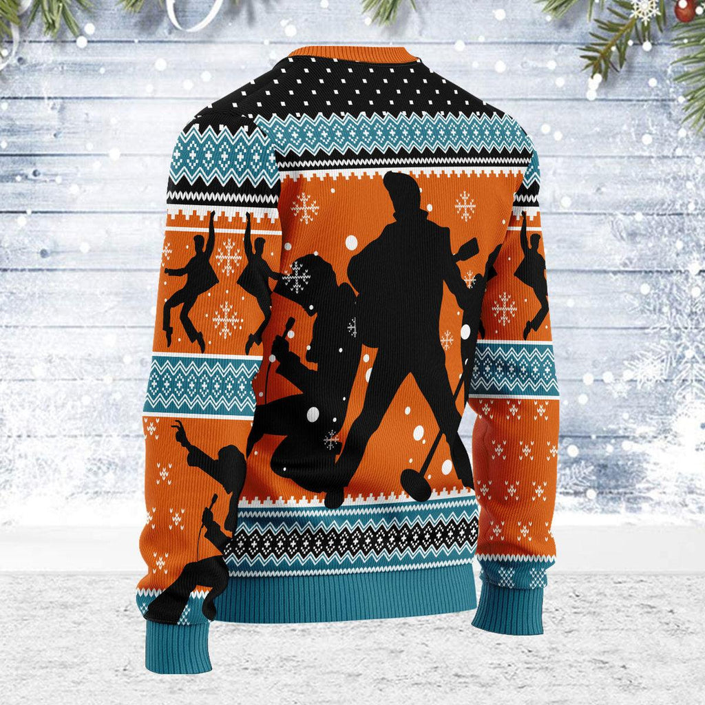 Oodiegang Who is Listening to Elvis Christmas Ugly Sweater - Oodiegang.com