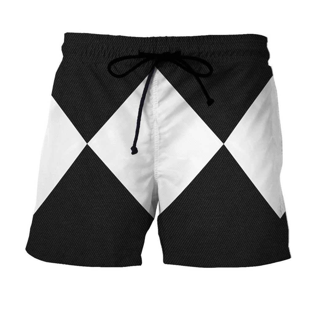 Black Ranger Mighty Morphin Hawaiian Shirt Beach Shorts - OodieGang.com