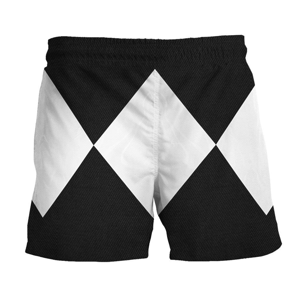 Black Ranger Mighty Morphin Hawaiian Shirt Beach Shorts - OodieGang.com