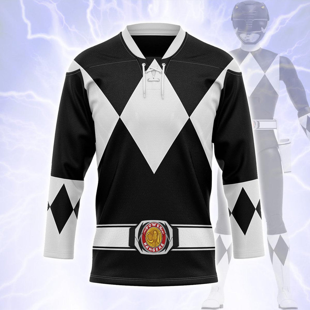 Black Ranger Mighty Morphin Hockey Jersey - OodieGang.com