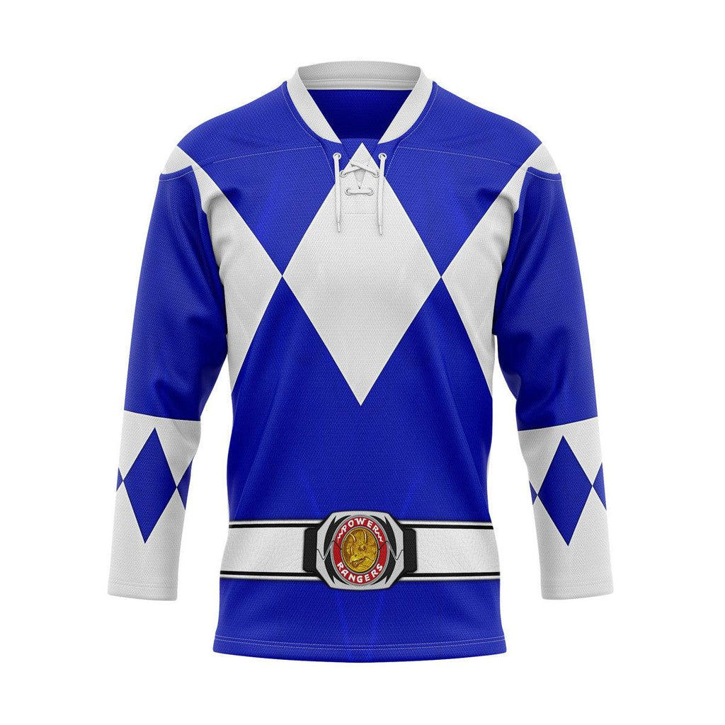 Blue Ranger Mighty Morphin Hockey Jersey - OodieGang.com