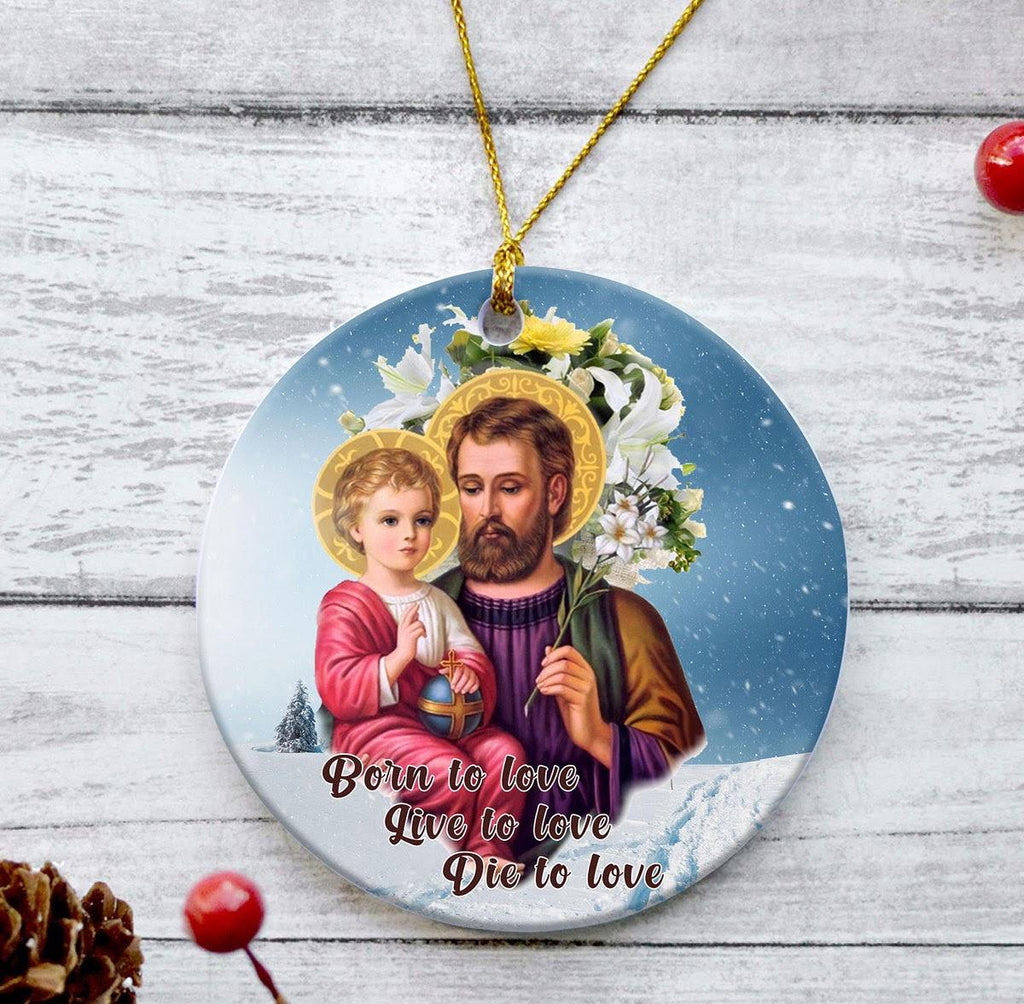 Ceramic Ornament Saint Joseph And Jesus - OodieGang