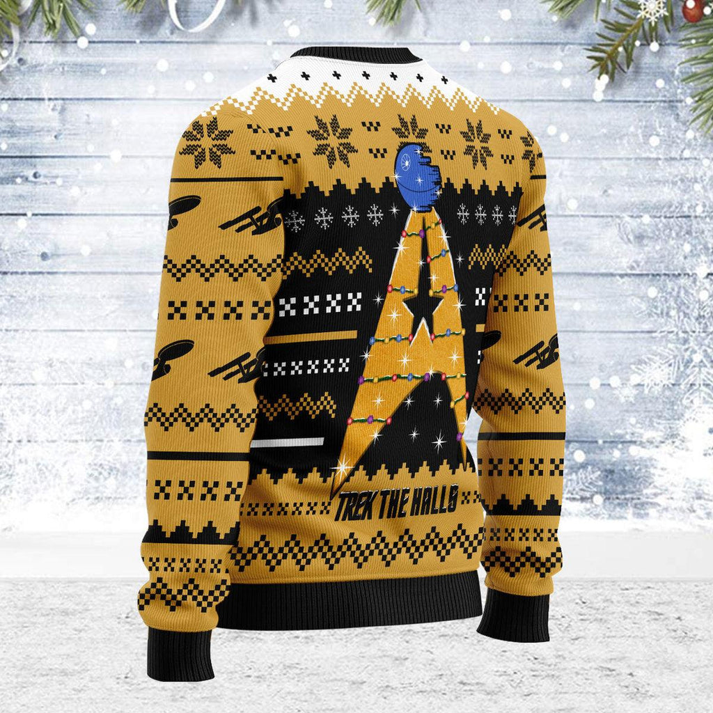 Christmas Sweater Star Trek The Halls Orange - OodieGang.com