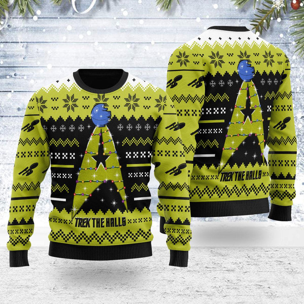 Christmas Sweater Star Trek The Halls Yellow - OodieGang.com