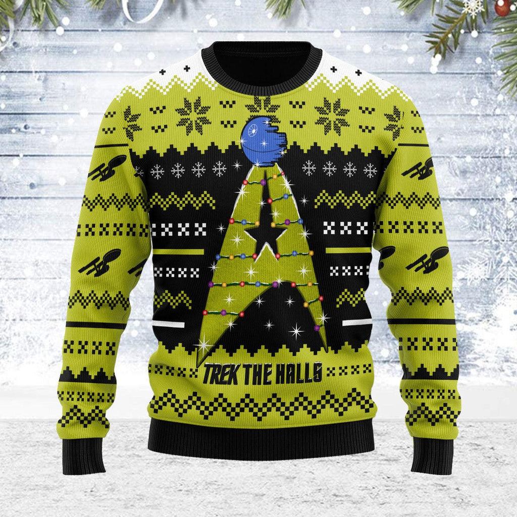 Christmas Sweater Star Trek The Halls Yellow - OodieGang.com