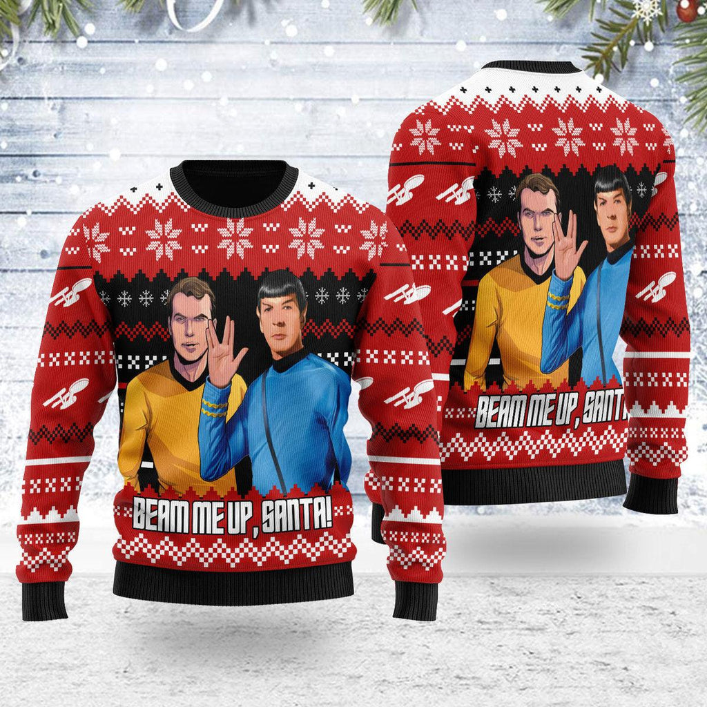 Christmas Wool Sweater Beam Me Up Santa - OodieGang.com