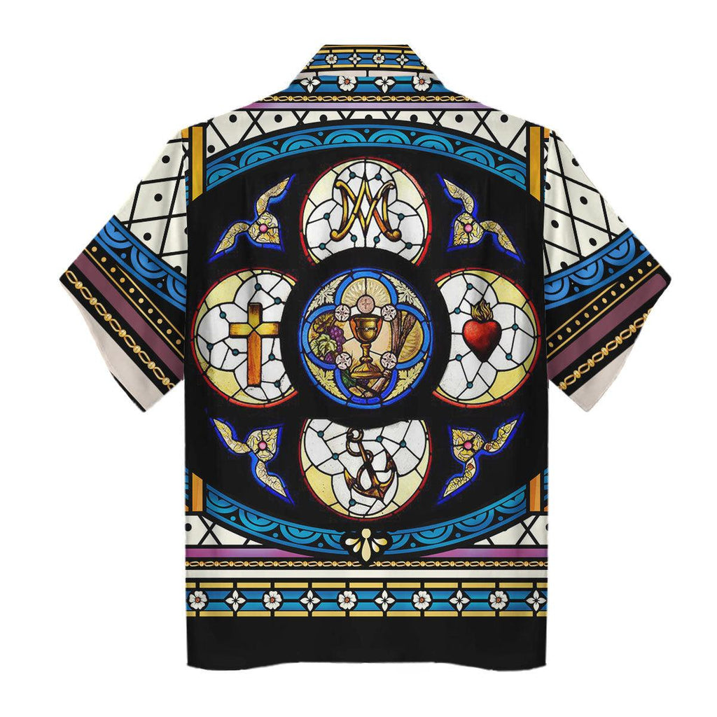 Crucifixion of Christ Stained Glass Hawaiian Shirt - OodieGang.com