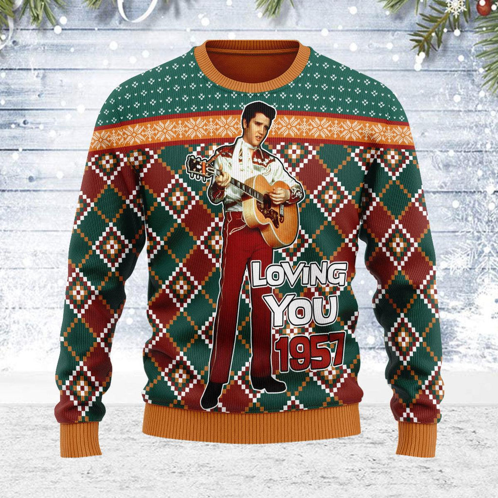 Elvis 'Loving You' 1957 Christmas Ugly Sweater - Oodiegang.com