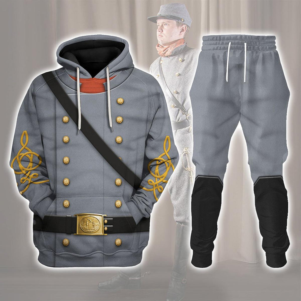 Oodiegang American Confederate Army-Cavalry Officer Uniform All Over Print Hoodie Sweatshirt T-Shirt Tracksuit - Oodiegang.com