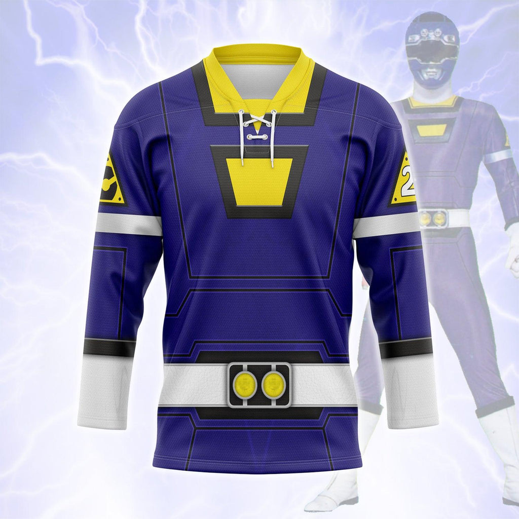 OodieGang Blue Power Rangers Turbo Hockey Jersey - OodieGang.com