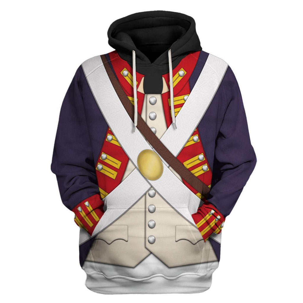 Oodiegang British Foot Artillery-1776-1783 Uniform All Over Print Hoodie Sweatshirt T-Shirt Tracksuit - Oodiegang.com