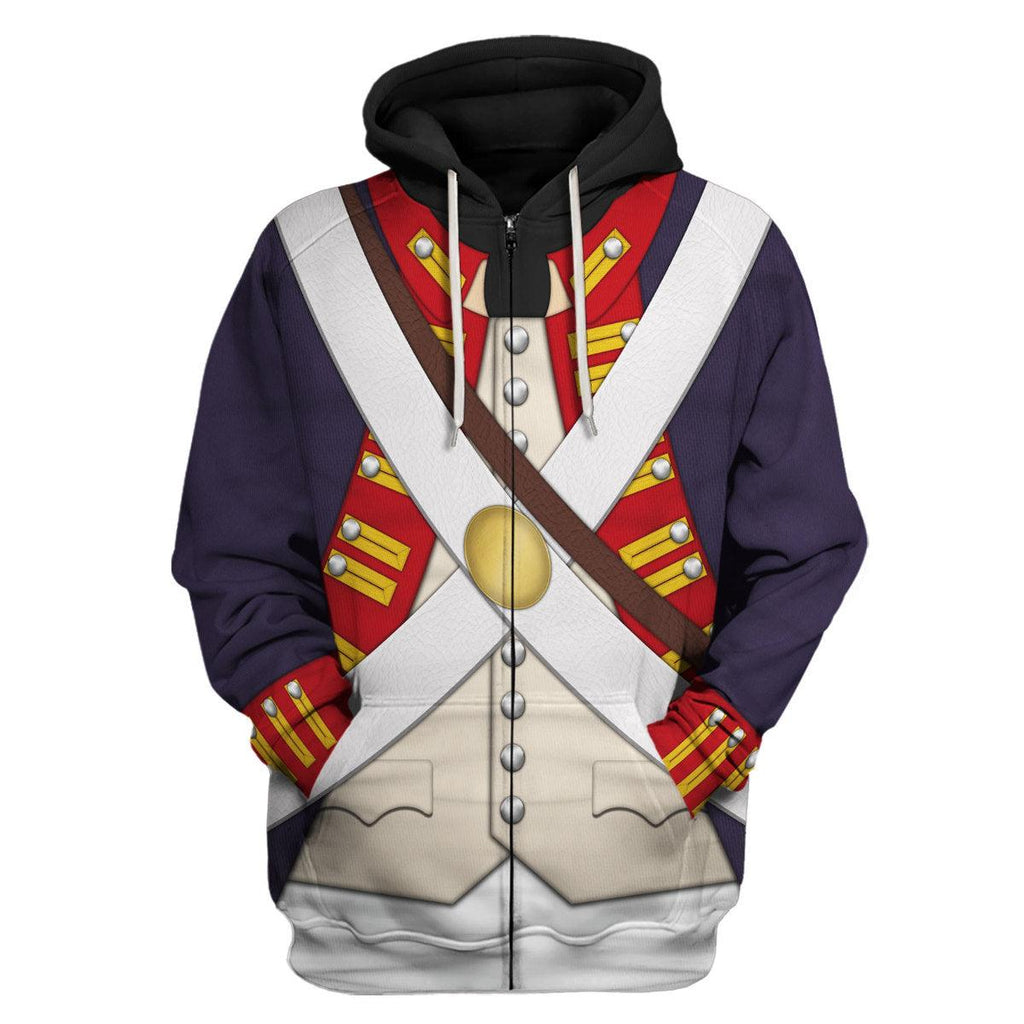 Oodiegang British Foot Artillery-1776-1783 Uniform All Over Print Hoodie Sweatshirt T-Shirt Tracksuit - Oodiegang.com