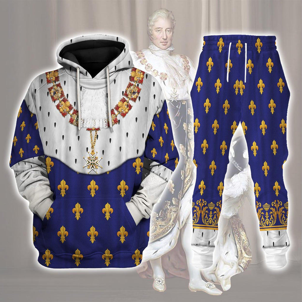 Oodiegang Charles X of France in Coronation Robes Blue Costume All Over Print Hoodie Sweatshirt T-Shirt Tracksuit - Oodiegang.com