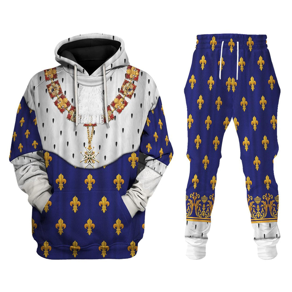 Oodiegang Charles X of France in Coronation Robes Blue Costume All Over Print Hoodie Sweatshirt T-Shirt Tracksuit - Oodiegang.com