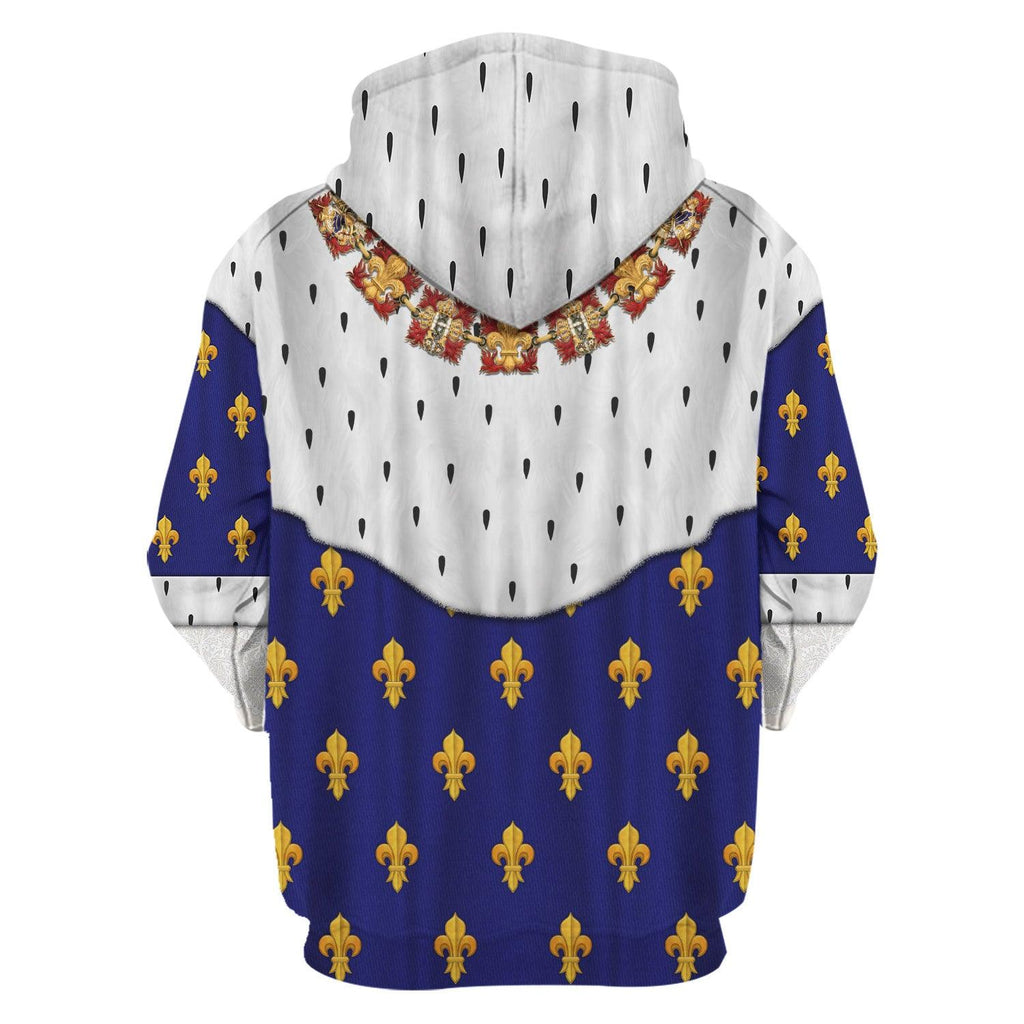 Oodiegang Charles X of France in Coronation Robes Blue Costume All Over Print Hoodie Sweatshirt T-Shirt Tracksuit - Oodiegang.com