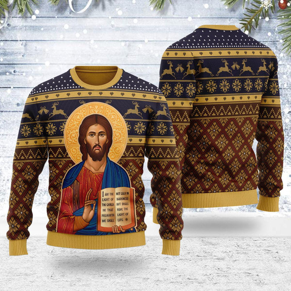 OodieGang Cretan-Style Christ the Teacher Artwork Christmas Sweater - OodieGang.com