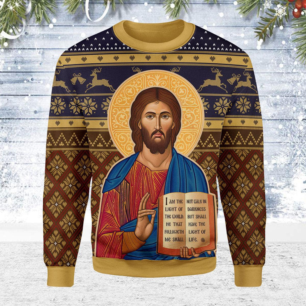 OodieGang Cretan-Style Christ the Teacher Artwork Christmas Sweater - OodieGang.com