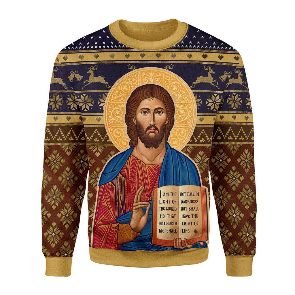 OodieGang Cretan-Style Christ the Teacher Artwork Christmas Sweater - OodieGang.com