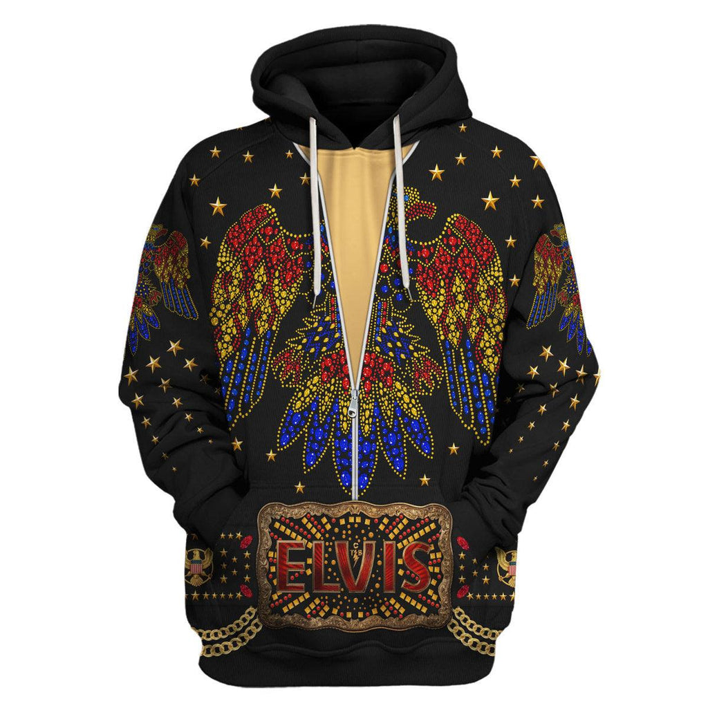 OodieGang Elvis Aloha Costume from Hawaii Black Hoodie Sweatshirt T-Shirt Sweatpants - OodieGang.com