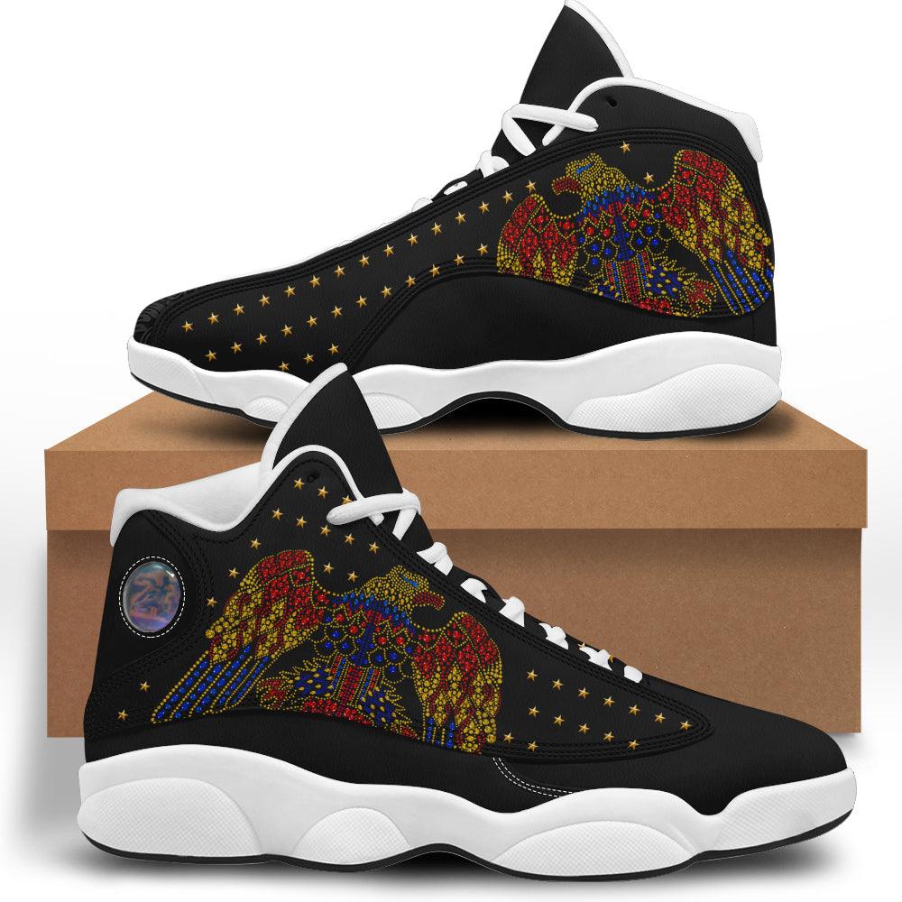 OodieGang Elvis Aloha Eagle Unisex AJ13 Shoes Black - OodieGang.com