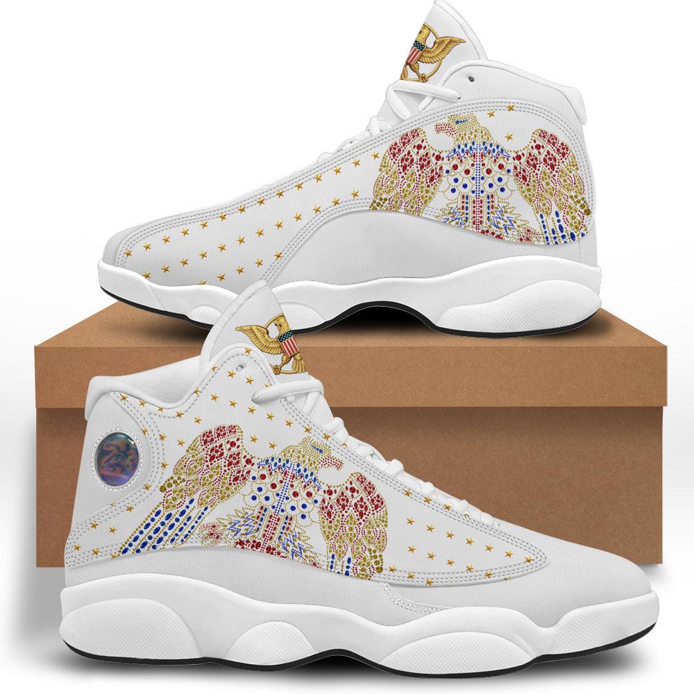 OodieGang Elvis Aloha Eagle Unisex AJ13 Shoes White - OodieGang.com