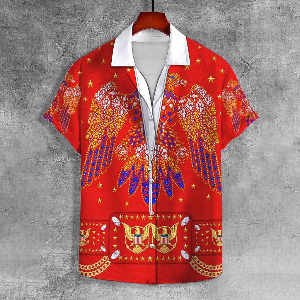 OodieGang Elvis Aloha from Hawaii Red UNISEX CASUAL HAWAIIAN SHIRT - OodieGang.com