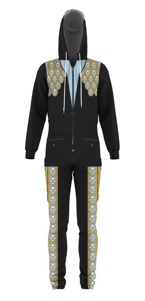 OodieGang Elvis Armadillo suit in Blue on Black jumpsuit Costume - OodieGang.com