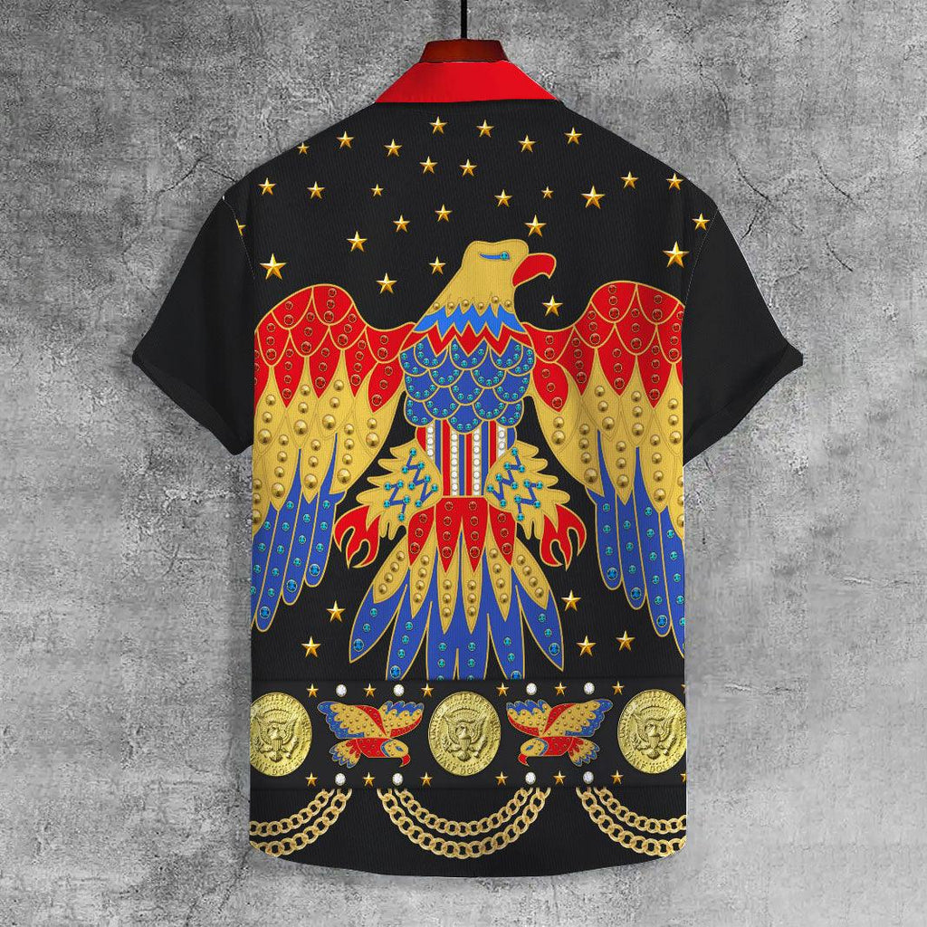 OodieGang Elvis EAGLE Black UNISEX CASUAL HAWAIIAN SHIRT - OodieGang.com