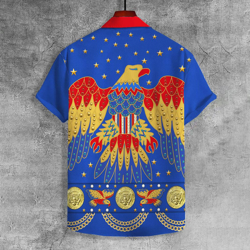 OodieGang Elvis EAGLE Blue UNISEX CASUAL HAWAIIAN SHIRT - OodieGang.com