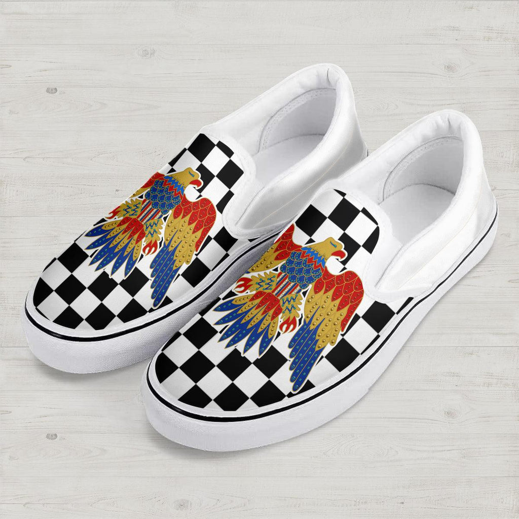 OodieGang Elvis Eagle Caro Slip On Shoes - OodieGang.com