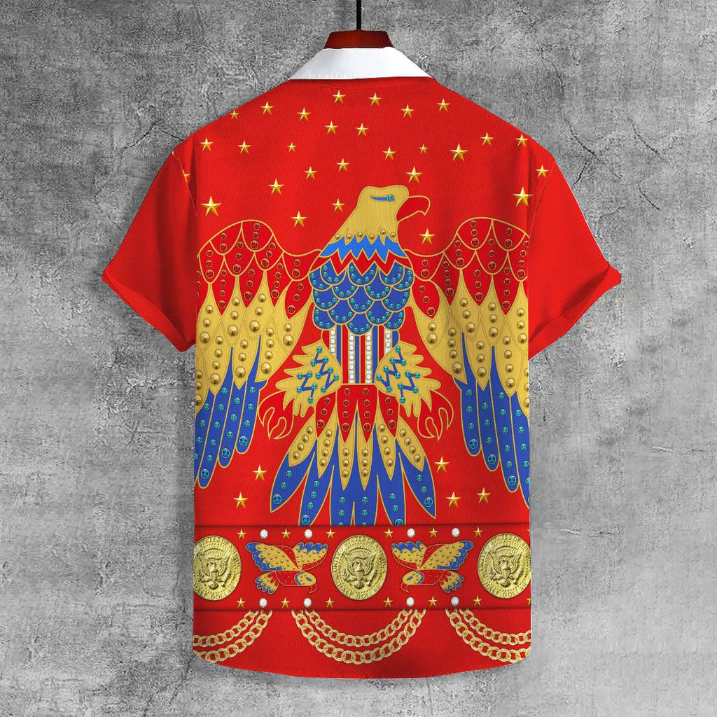 OodieGang Elvis EAGLE Red UNISEX CASUAL HAWAIIAN SHIRT - OodieGang.com