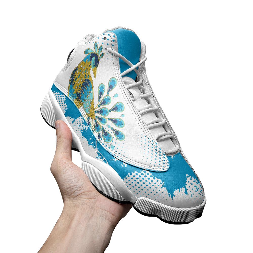 OodieGang Elvis Peacock Unisex AJ13 Shoes White - OodieGang.com