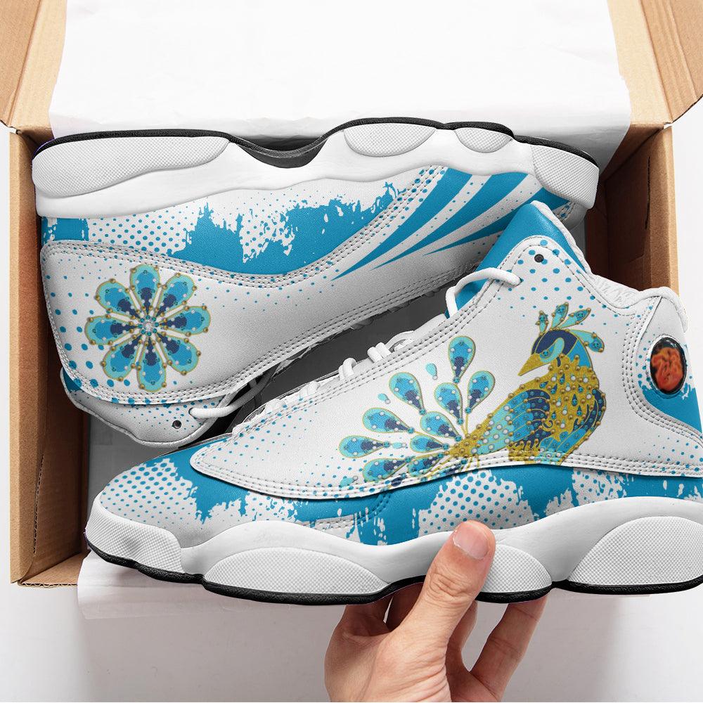 OodieGang Elvis Peacock Unisex AJ13 Shoes White - OodieGang.com