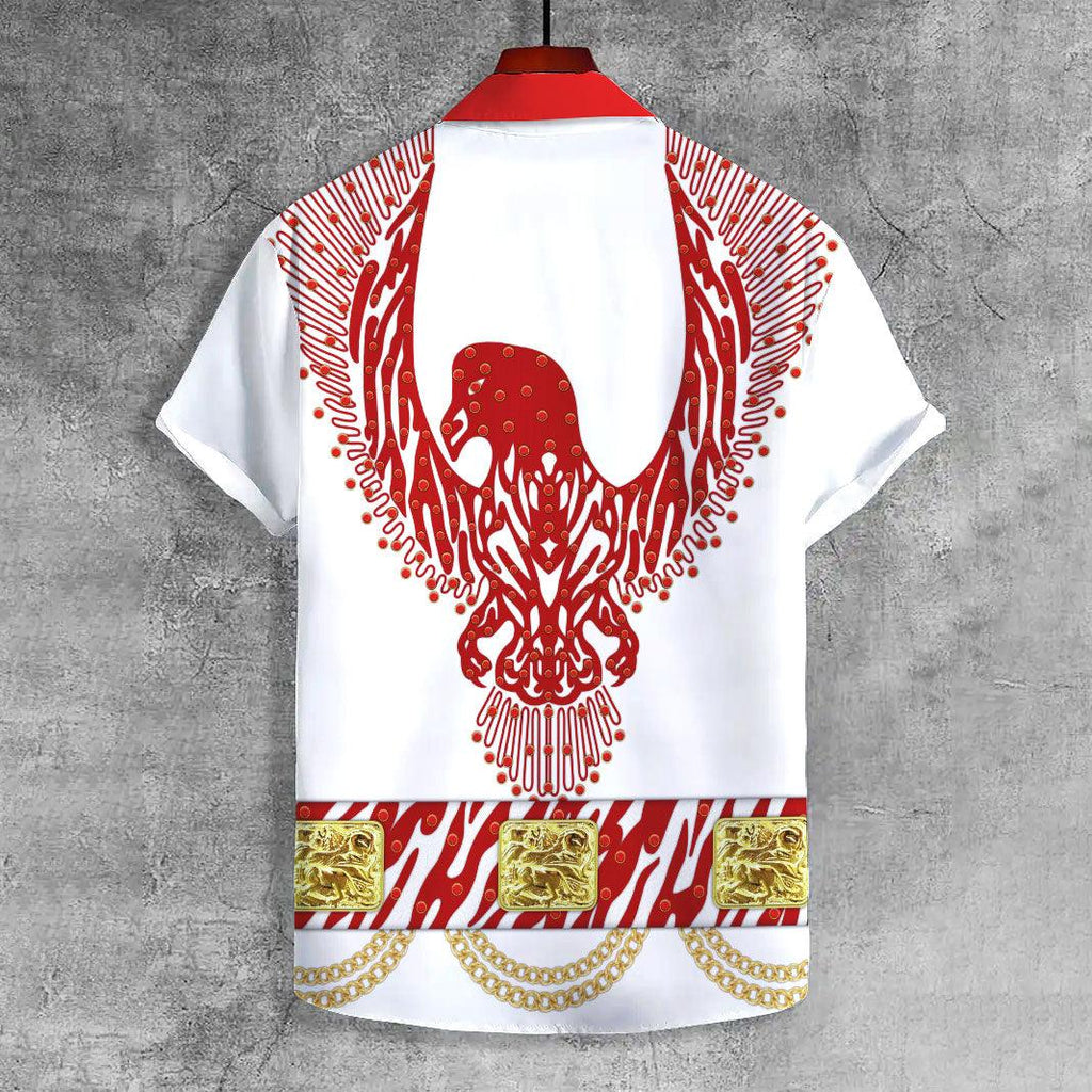 OodieGang Elvis Red Phoenix UNISEX CASUAL HAWAIIAN SHIRT - OodieGang.com