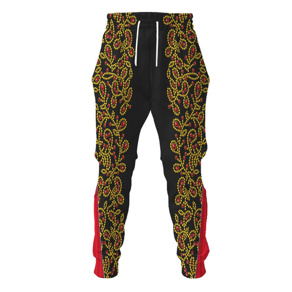 Oodiegang Elvis Spanish Flower - Black With Red Stones Costume Hoodie Sweatshirt T-Shirt Sweatpants - Oodiegang.com