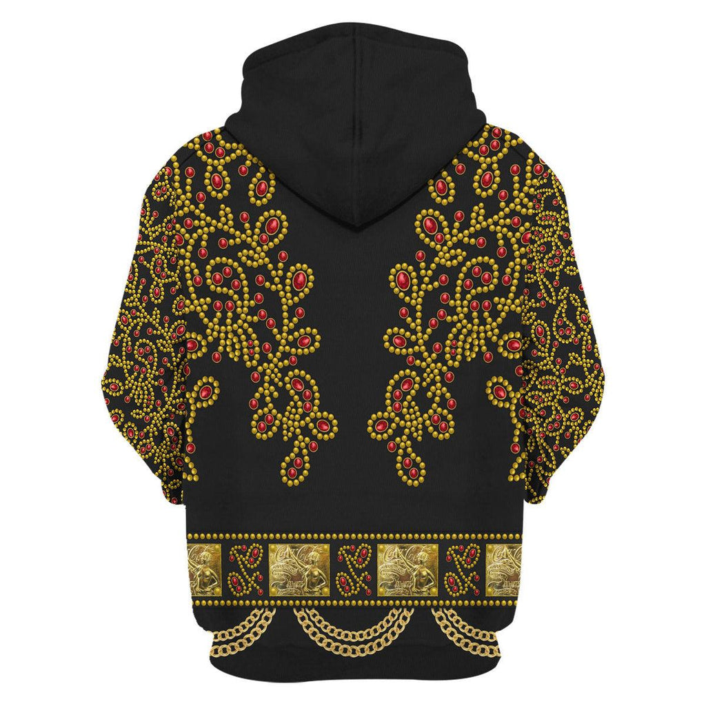 Oodiegang Elvis Spanish Flower - Black With Red Stones Costume Hoodie Sweatshirt T-Shirt Sweatpants - Oodiegang.com