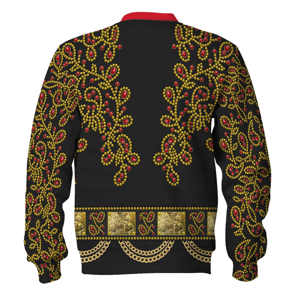 Oodiegang Elvis Spanish Flower - Black With Red Stones Costume Hoodie Sweatshirt T-Shirt Sweatpants - Oodiegang.com