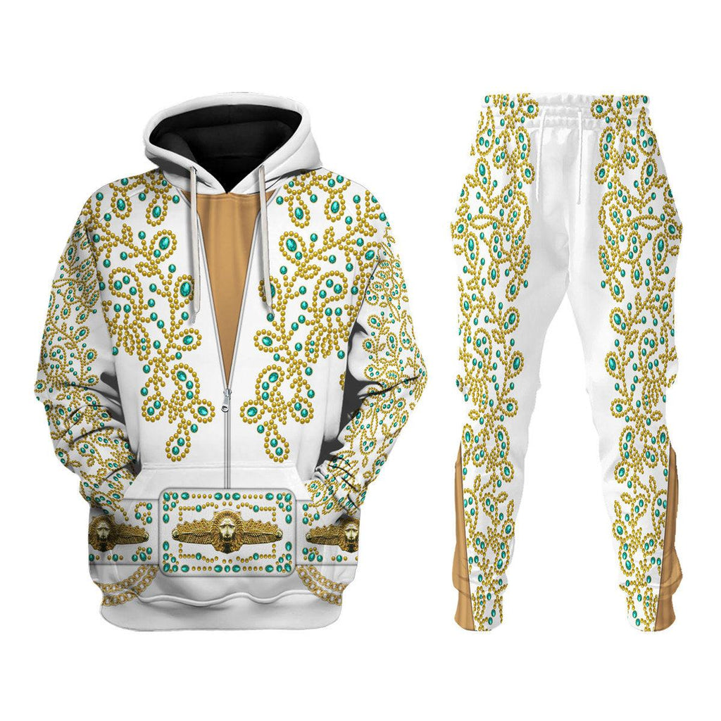 Oodiegang Elvis Spanish Flower - White With Green Stones Costume Hoodie Sweatshirt T-Shirt Sweatpants - Oodiegang.com