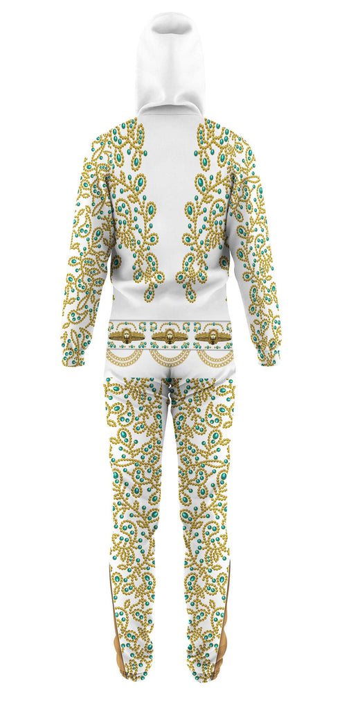 OodieGang Elvis Spanish Flower - White With Green Stones jumpsuit Costume - OodieGang.com