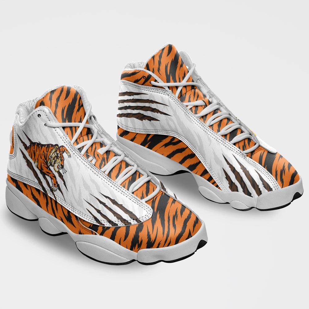 OodieGang Elvis Tiger Unisex AJ13 Shoes White - OodieGang.com