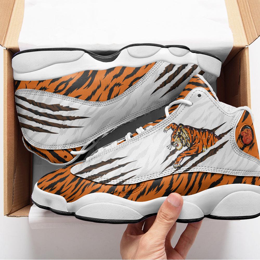 OodieGang Elvis Tiger Unisex AJ13 Shoes White - OodieGang.com