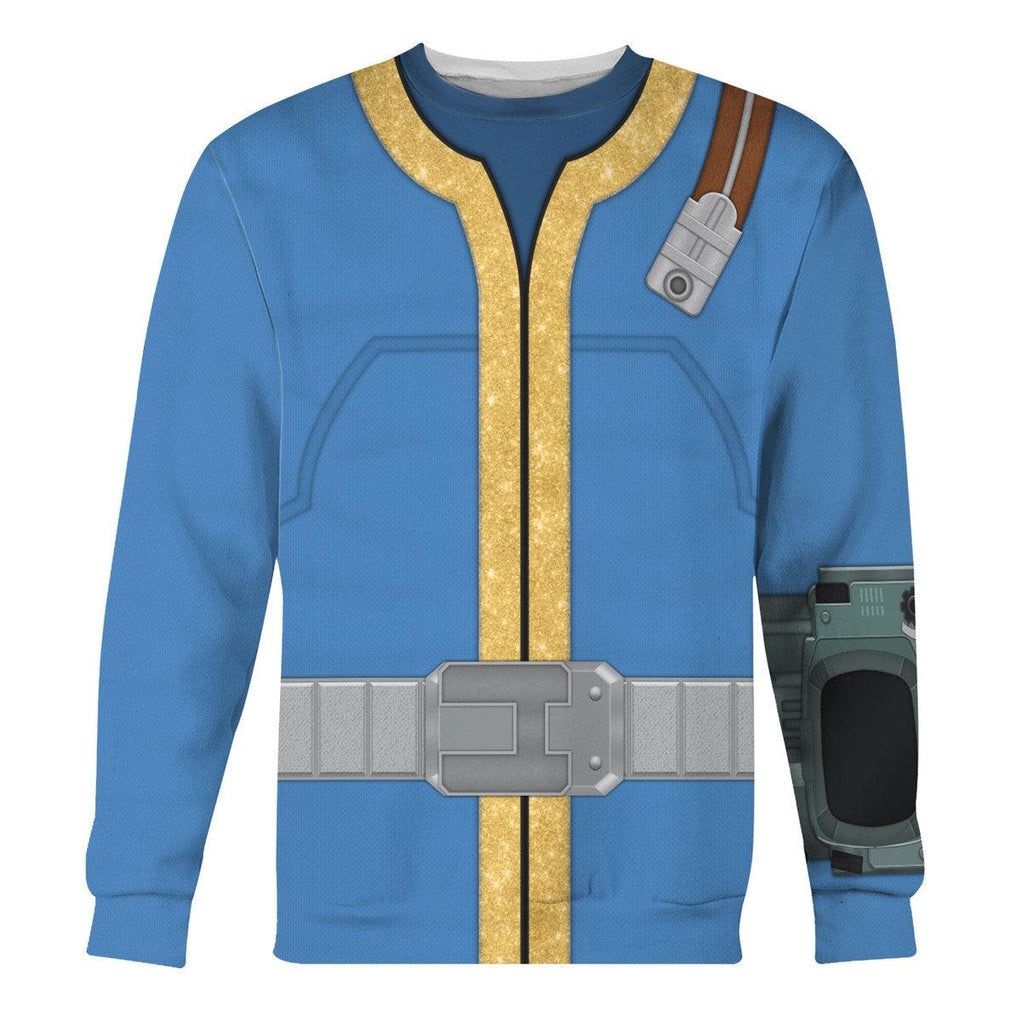 OodieGang Fallout 4 FO Nate Vault 111 Blue Uniform Hoodie Sweatshirt T-Shirt Tracksuit - OodieGang.com