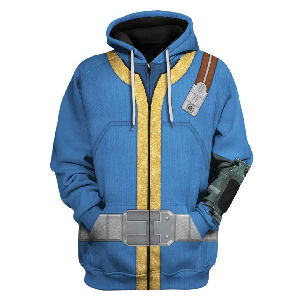 OodieGang Fallout 4 FO Nate Vault 111 Blue Uniform Hoodie Sweatshirt T-Shirt Tracksuit - OodieGang.com