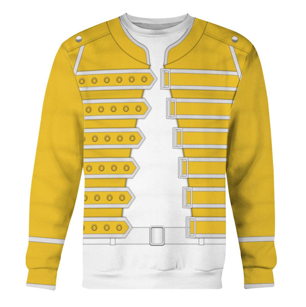 Oodiegang Freddie Mercury Costume Wembley Yellow Hoodie Sweatshirt T-Shirt Tracksuit - Oodiegang.com