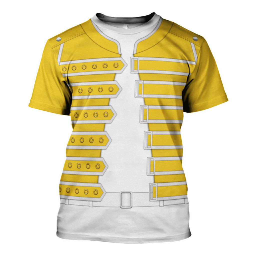 Oodiegang Freddie Mercury Costume Wembley Yellow Hoodie Sweatshirt T-Shirt Tracksuit - Oodiegang.com