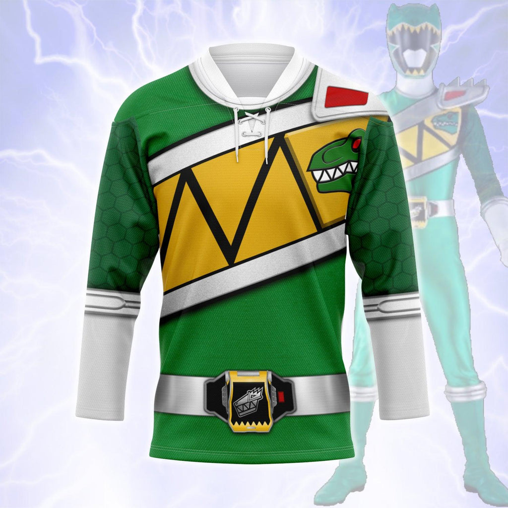 OodieGang Green Power Rangers Dino Charge Hockey Jersey - OodieGang.com