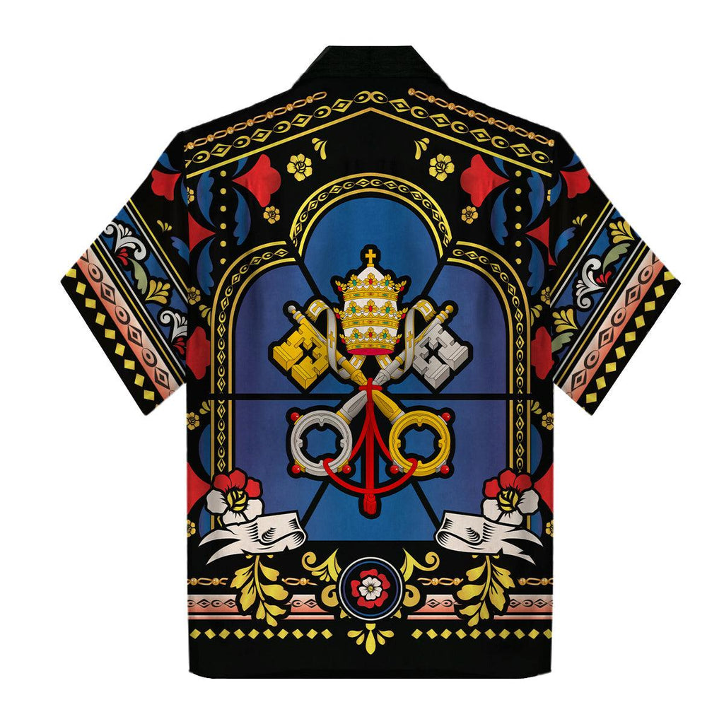 OodieGang Hawaiian Shirt Pope St Peter Stained Glass 3D Apparel - OodieGang.com