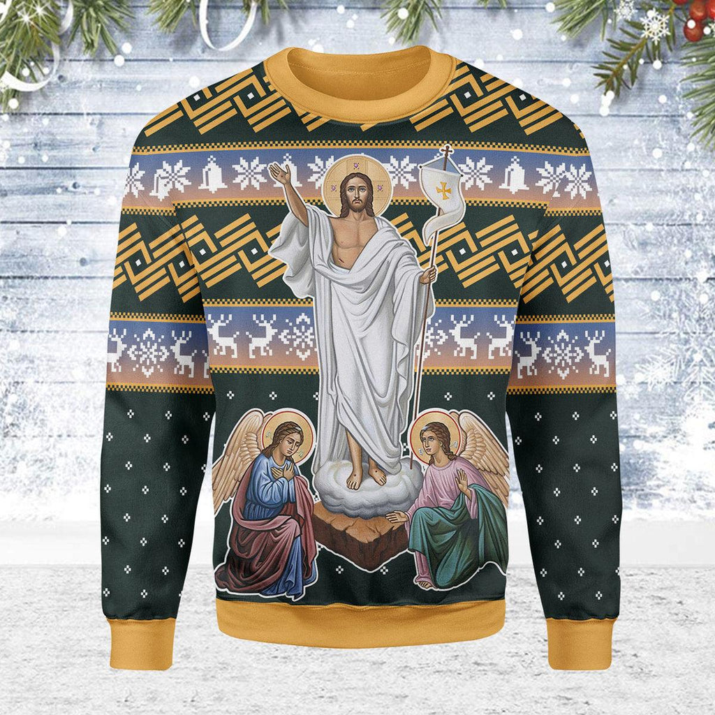 OodieGang Jesus Christ Victorious Resurrection Christmas Sweater - OodieGang.com